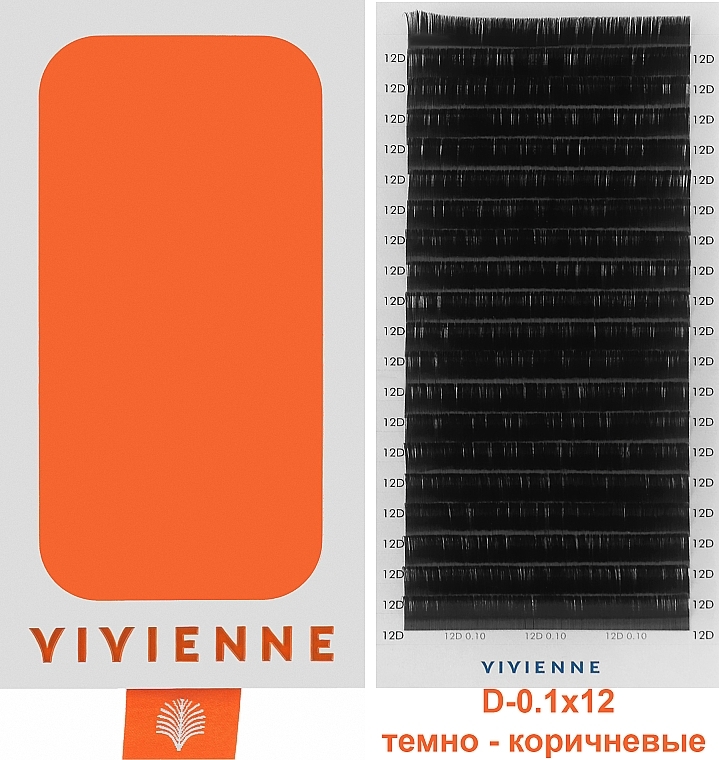 Eyelash Extensions 'Elite', dark brown, 20 rows (0.1, D, (12)) - Vivienne — photo N1