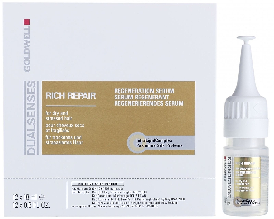 Serum for Dry & Damaged Hair - Goldwell Dualsenses Rich Repair Regeneration Serum — photo N1