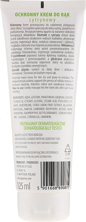 Protective Lemon Hand Cream - VGS Polska Hand Cream — photo N5