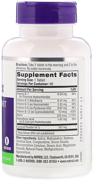 Vitamin B Complex with Coconut Flavor - Natrol B-Complex Coconut Energy Support — photo N2