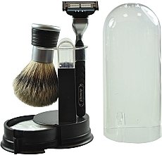 Shaving Set - Golddachs Finest Badger, Mach3 Black (sh/brush + razor + stand + sh/soap33g) — photo N1