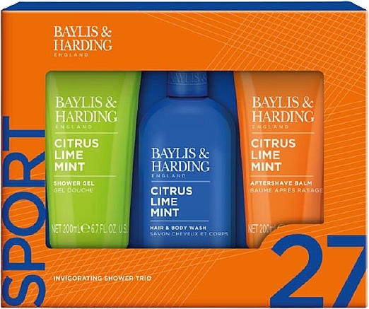 Set - Baylis & Harding Citrus Lime Mint Invigorating Shower Trio Gift Set (hair/body/wash/300 ml + sh/gel/200 ml + ash/balm/200 ml) — photo N4