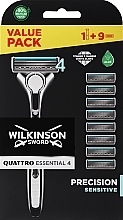 Fragrances, Perfumes, Cosmetics Razor with 1 Blade + 8 Refill Blades - Wilkinson Sword Quattro Titanium Sensitive