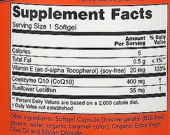 Coenzyme Q10, 60 capsules - Now Foods CoQ10 With Vitamin E & Lecithin — photo N4