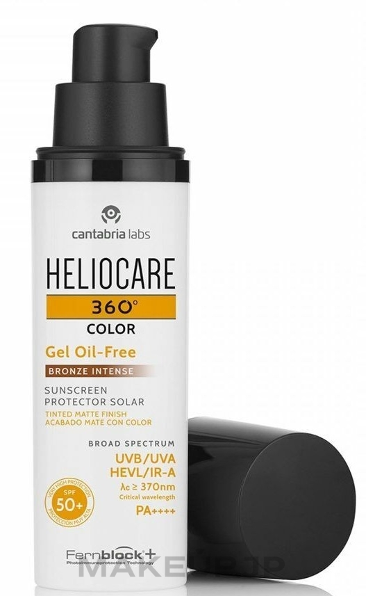Sun Protection Water-Based Tinted Gel - Cantabria Labs Heliocare 360 Gel Oil Free Color — photo Bronze Intense