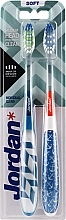 Fragrances, Perfumes, Cosmetics Toothbrush Individual Clean, soft, blue-white with pattern + white-blue with anchors - Jordan Individual Clean Soft