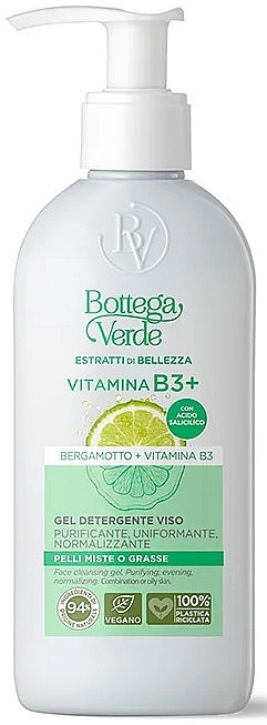 Face Cleansing Gel - Bottega Verde Beauty Extracts Bergamot Vitamin B3+ Face Cleansing Gel — photo N1