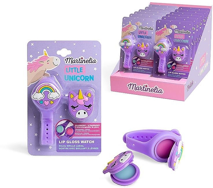 Set 'Watch' - Martinelia Little Unicorn Lip Gloss Watch Set (lip/gloss/2x1,1g+watch/1pcs) — photo N2