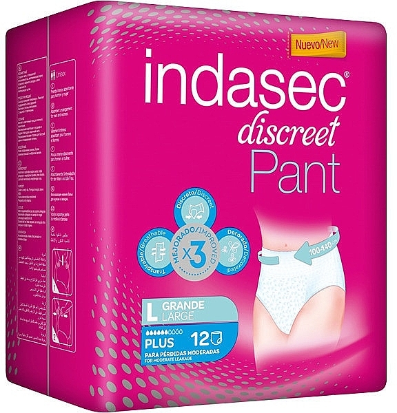 Sanitary Napkins, 12 pcs - Indasec Discreet Pant Plus — photo N1