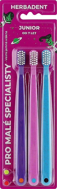 Kids Toothbrush, super soft, from 6 years old, 3pcs - Herbadent Junior Toothbrush — photo N1