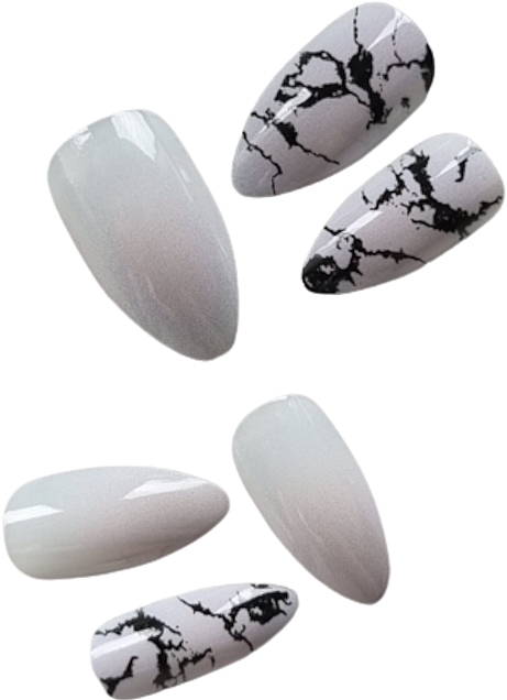 Fake Nails, black marble, 24 pcs. - Deni Carte 3261 — photo N2