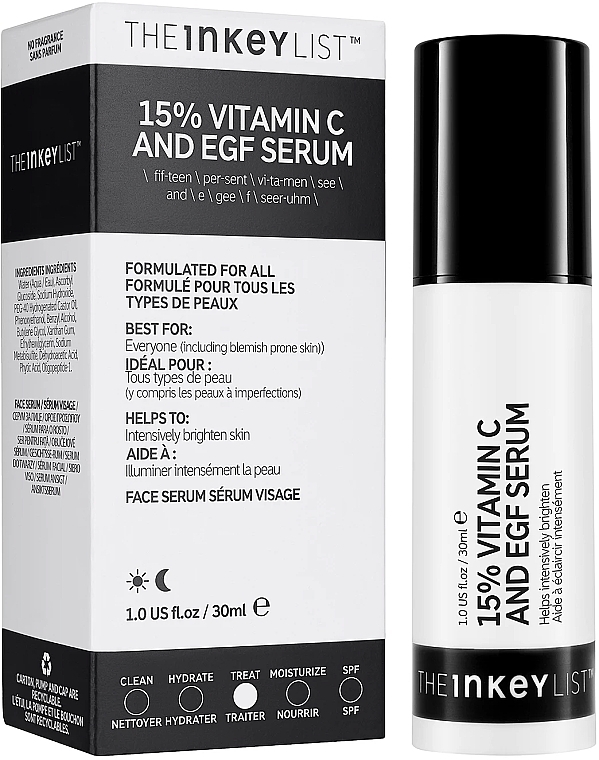 Anti-Hyperpigmentation Brightening Serum  - The Inkey List 15% Vitamin C And EGF Serum — photo N2