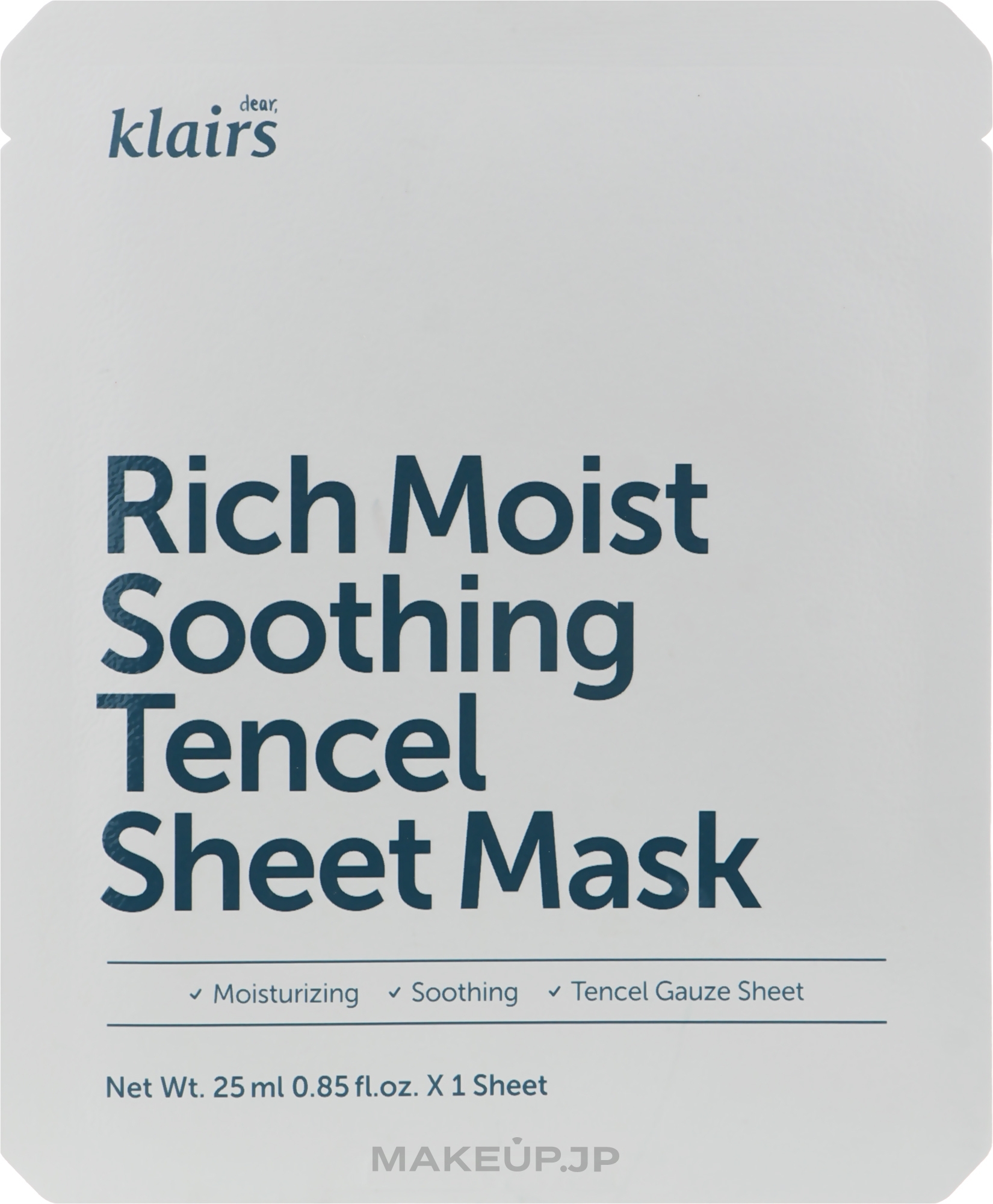 Moisturizing Sheet Mask - Klairs Rich Moist Soothing Tencel Sheet Mask — photo 25 ml