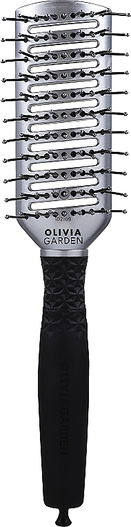 Sided Hair Brush - Olivia Garden Essential Style Tunnel Nylon Silver — photo N1