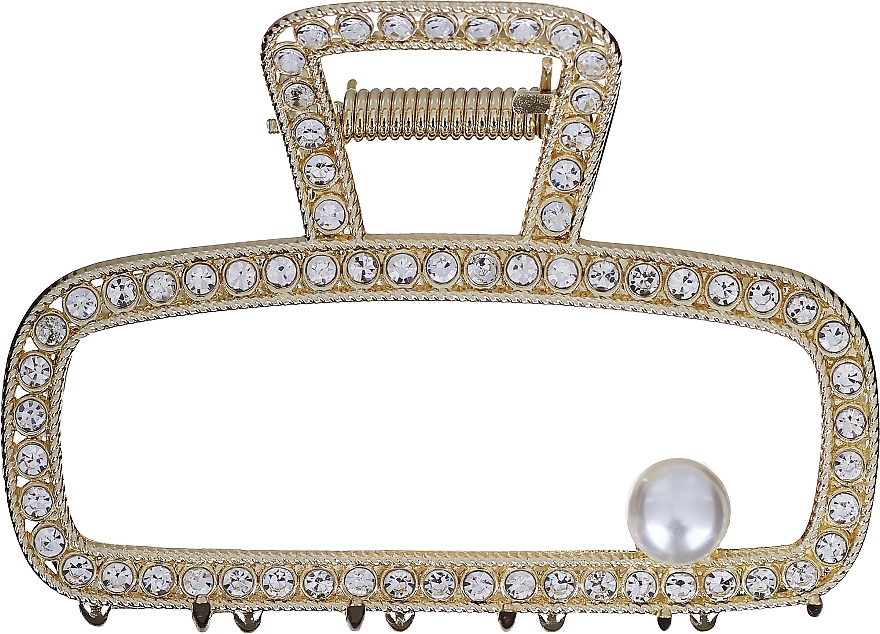 Claw Clip with Pearls, 26966, golden with pearl - Top Choice Hair Claw — photo N1