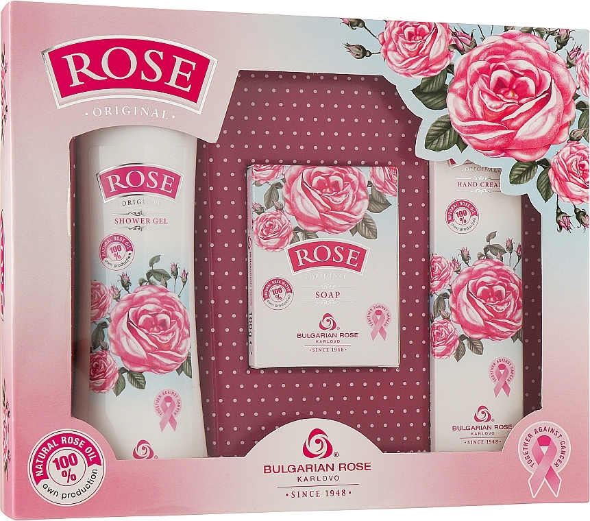Women Rose Gift Set - Bulgarian Rose "Rose" (h/cr/50ml + s/gel200ml + soap/100g) — photo N1
