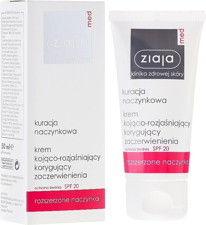 Soothing & Whitening Face Cream SPF20 - Ziaja Med Soothing And Whitening Cream SPF20 — photo N1