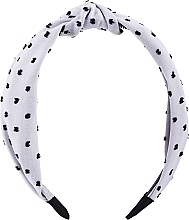 Hair Band with Decorative Knot, FA-5618, white-black polka dot - Donegal — photo N1