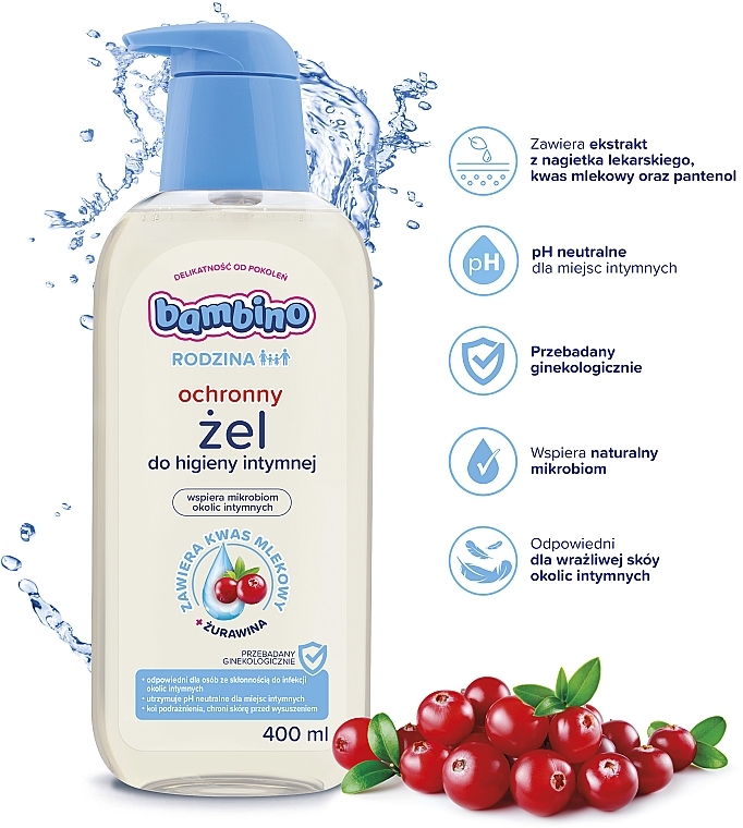 Intimate Hygiene Gel "Cranberry" - Bambino Family Hypoallergenic Intimate Hygiene Gel Cranberry — photo N3