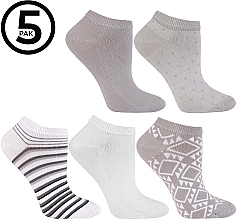 Lightweight Women Cotton Socks, mix of patterns, 5 pcs - Moraj — photo N1