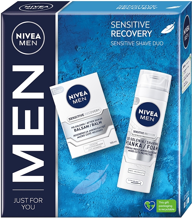 Set - NIVEA MEN Sensitive Recovery (ash/balm/100ml + foam/200ml) — photo N1