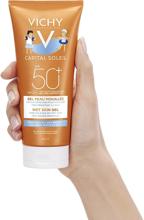 Waterproof Sun Protection Wet Skin Gel for Children's Sensitive Skin, SPF50+ - Vichy Capital Soleil Wet Skin Gel — photo N25