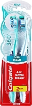 Toothbrush 360, medium, 1+1 blue and green - Colgate — photo N1