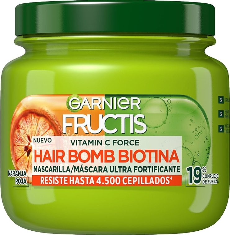 Hair Mask - Garnier Fructis Vitamin C Force Hair Bomb Biotin Mask — photo N1