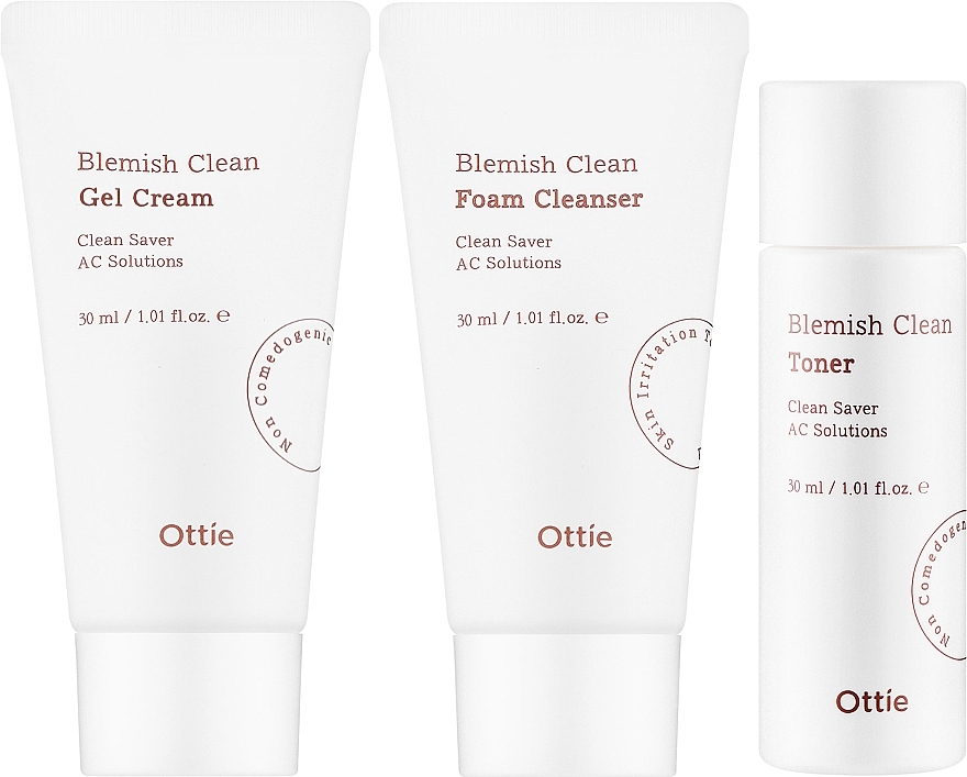 キット - Ottie Blemish Clean Miniature Set (foam/30ml + ton/30ml + cr/30ml) — photo N2