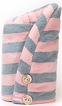 Microfiber Hair Towel, Pink + Grey - Trust My Sister — photo N1