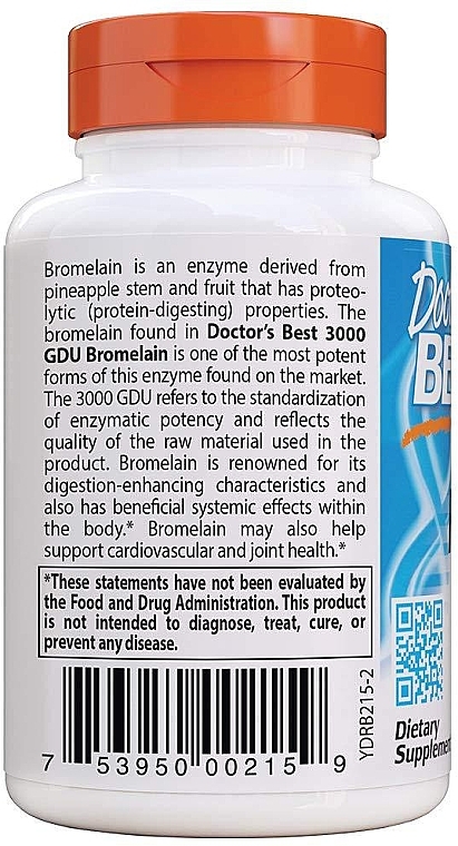 High Potency Bromelain 3000 GDU, 500 mg, capsules - Doctor's Best — photo N8