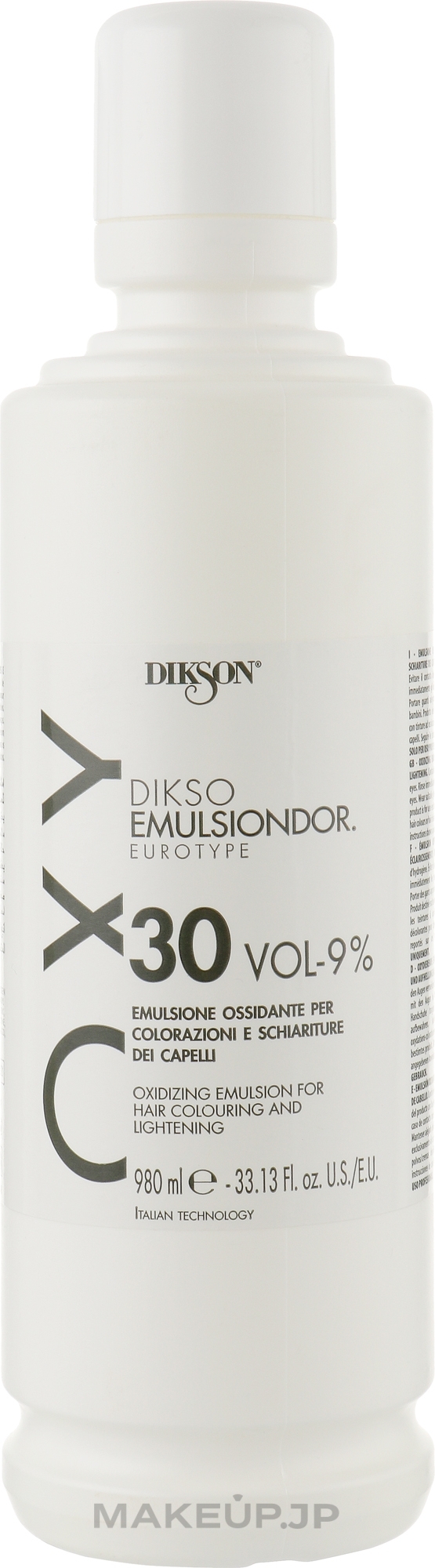 Oxidizing Emulsion - Dikson Oxy Oxidizing Emulsion For Hair Colouring And Lightening 30 Vol-9% — photo 980 ml