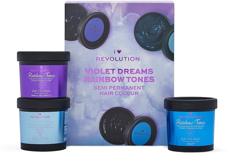 Set - I Heart Revolution Violet Dreams Rainbow Drops (h/tones/3x120ml) — photo N1