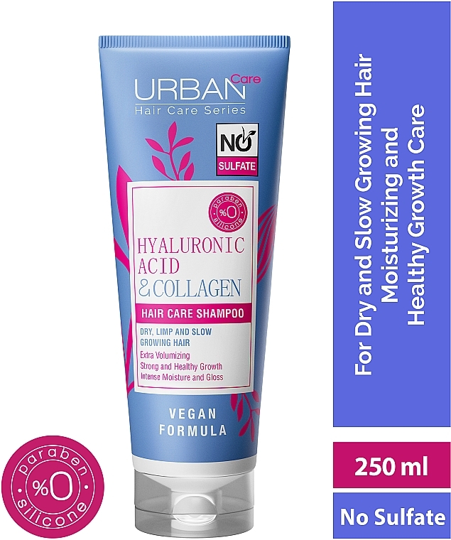 Hyaluronic Acid Shampoo - Urban Care Hyaluronic Acid & Collagen Extra Volumizing Strong & Healthy Growth Shampoo — photo N3