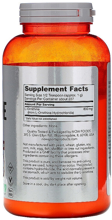 Dietary Supplement "L-Ornithine", powder - Now Foods L-Ornithine Powder — photo N2