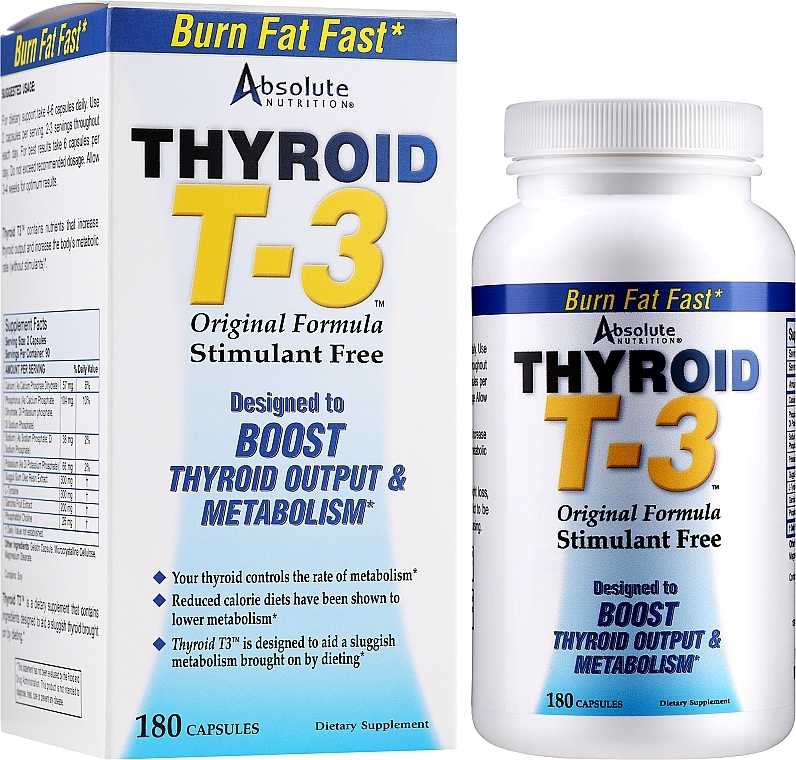 Dietary Supplement "Thyroid T-3" - Absolute Nutrition Thyroid T-3 Capsules — photo N4