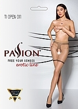 Erotic Tights with Cutout 'Tiopen' 011, 20 Den, beige - Passion — photo N1