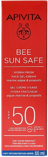 Seaweed & Propolis Face Sun Gel-Cream - Apivita Bee Sun Safe Hydra Fresh Face Gel-Cream SPF50 — photo N6