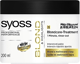 Fragrances, Perfumes, Cosmetics Color-Treated Hair Mask - Syoss Blond & Highlights 1 minute Hair Mask