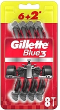 Disposable Shaving Razor Set, 6+2 pcs - Gillette Blue3 Nitro — photo N1