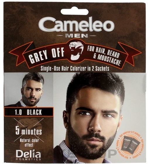 Single-Use Instant Color for Gray Hair - Delia Cameleo Men — photo 1.0 - Black
