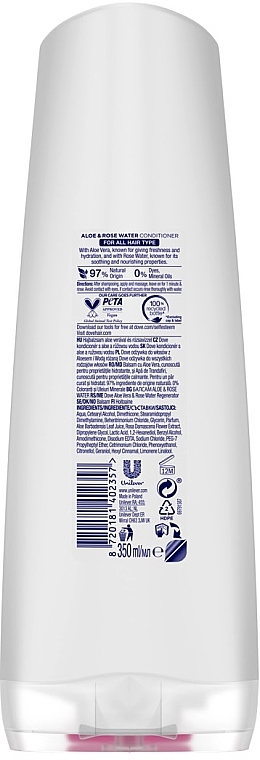 Ultra Care Conditioner with Aloe Vera and Rose Water - Dove Aloe & Rose Water Conditioner — photo N3