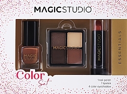 Fragrances, Perfumes, Cosmetics Set - Magic Studio Color Set 1 (lip/stick/3g + nail/polish/5ml + eye/shadow/4x0.8g)