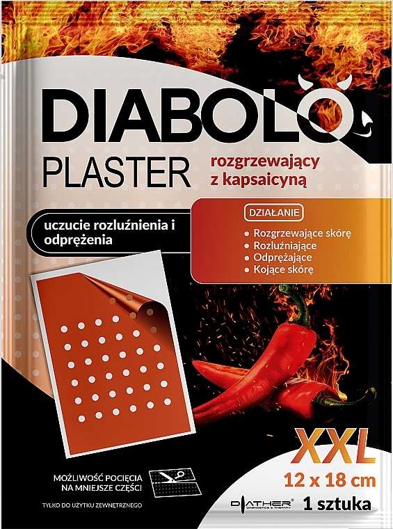 Capsaicin Warming Plaster, 12x18 cm - Diather Diagnostics & Therapy Diabolo Plaster — photo N1