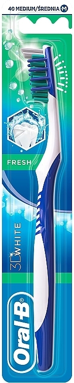 Medium Toothbrush "Freshness" 40, blue - Oral-B 3D White Fresh — photo N1