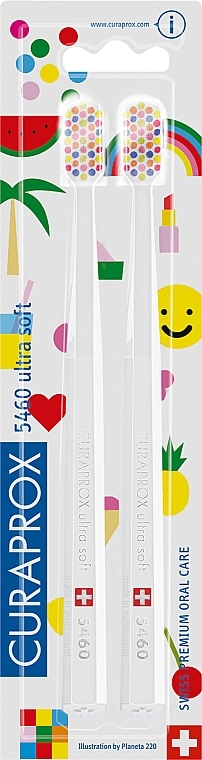 Toothbrush Set, white - Curaprox Ultra Soft Pop Art Edition — photo N1