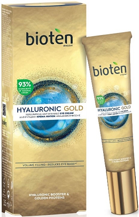 Repairing Anti-Wrinkle Eye Cream - Bioten Hyaluronic Gold Replumping Antiwrinkle Eye Cream — photo N1