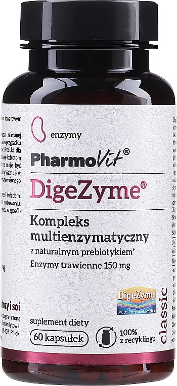 Multi-Enzyme Complex with Natural Prebiotic, 150 mg - Pharmovit Classic DigeZyme — photo N1