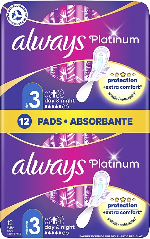 Sanitary Pads, 12pcs - Always Platinum Ultra Night — photo N1