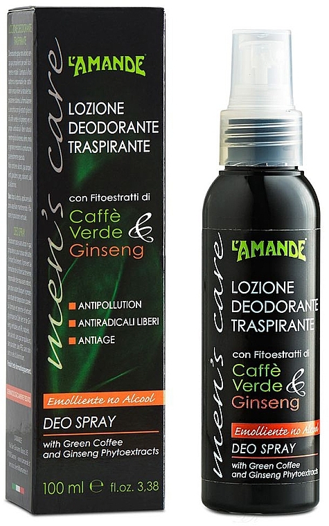 Men Deodorant Spray - L'Amande Man's Care Green Coffee & Ginseng Deo Spray — photo N1